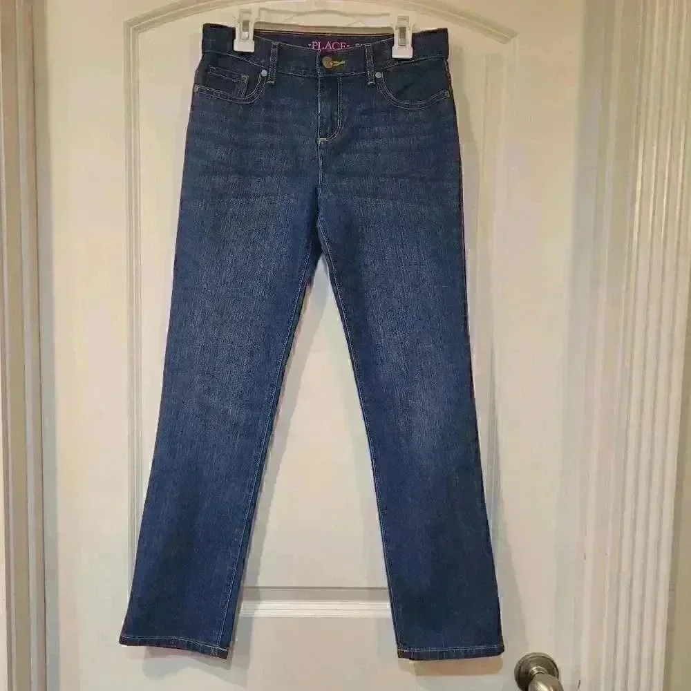 𝅺THE Childrens Place 2 PAIR Girl's Blue Cotton/Spandex Skinny Jeans NEW NWT